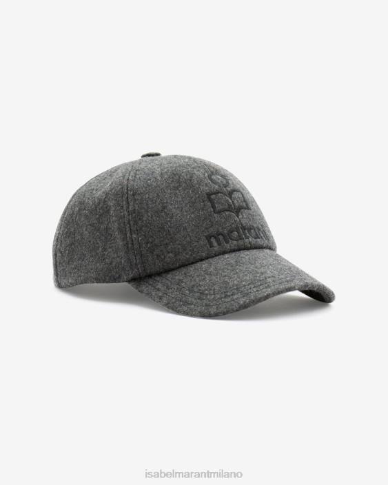 accessorio R88T1055 Isabel Marant unisex Cappello da baseball in lana con logo Tyron grigio