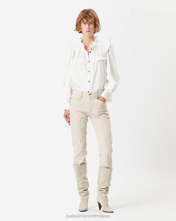 vestiario R88T535 Isabel Marant donne camicia in chambrey di identità bianco