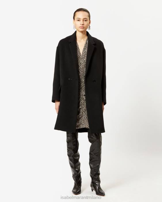 vestiario R88T30 Isabel Marant donne Cappotto in lana efegozi nero