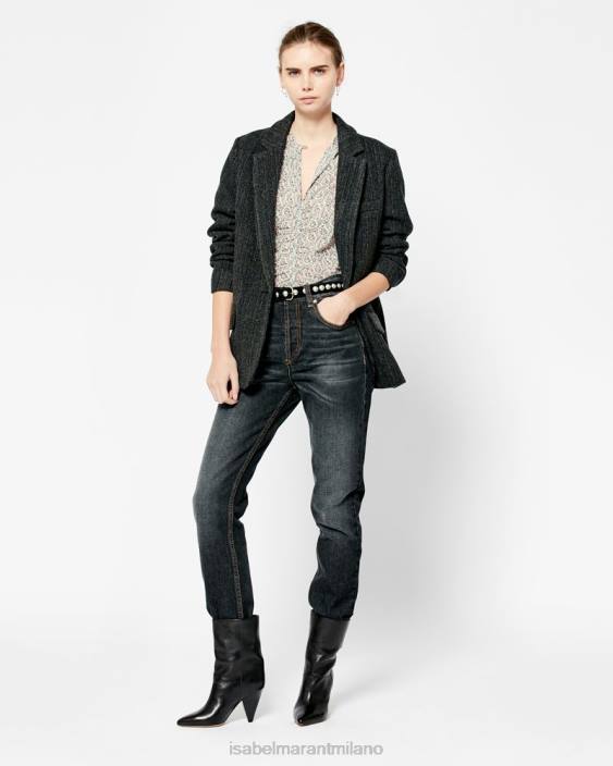 vestiario R88T337 Isabel Marant donne giacca di lana charlyne nero