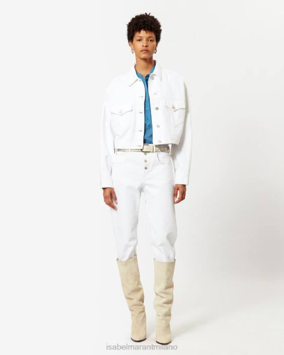 vestiario R88T348 Isabel Marant donne giacca di jeans Tadia bianco