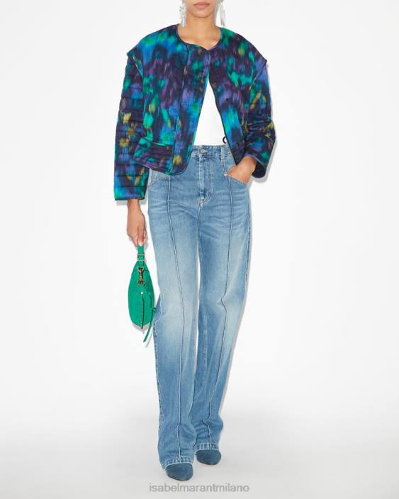 vestiario R88T354 Isabel Marant donne giacca gelio blu verde
