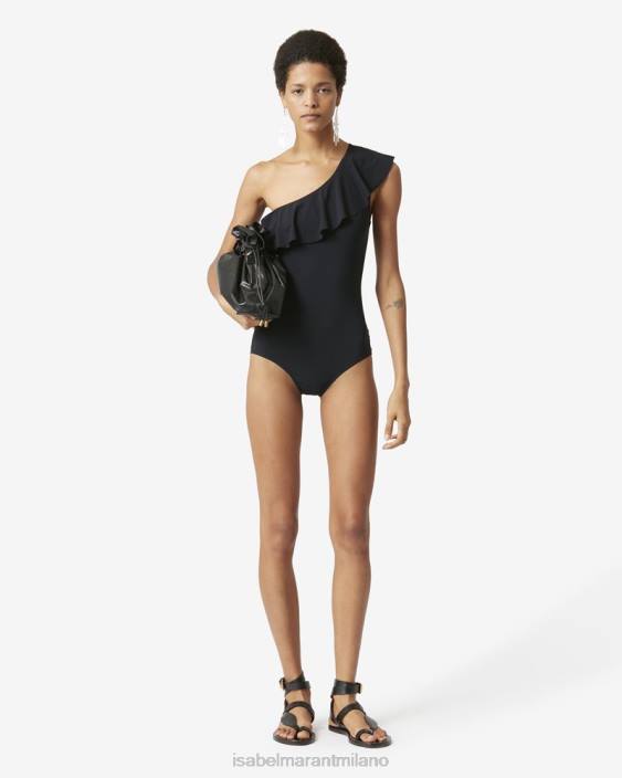 vestiario R88T703 Isabel Marant donne costume da bagno intero siciliano nero