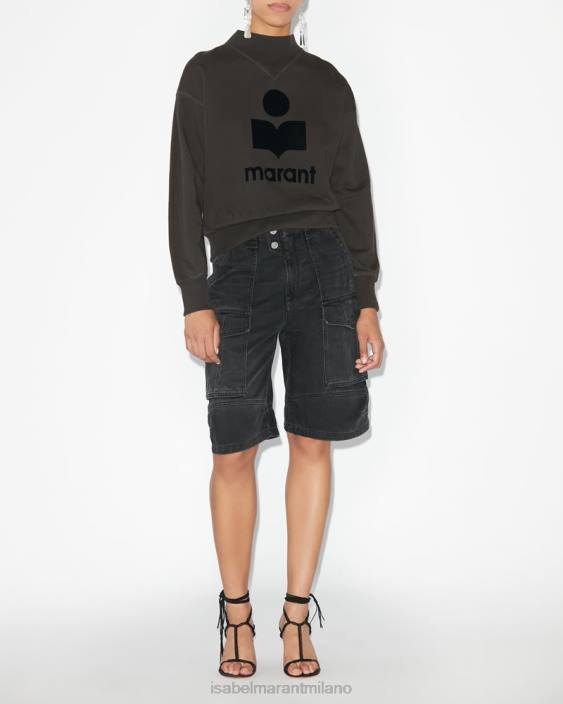 vestiario R88T368 Isabel Marant donne Felpa con logo Moby nero sbiadito