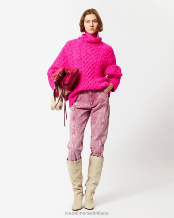 vestiario R88T567 Isabel Marant donne maglione di giada rosa fluo