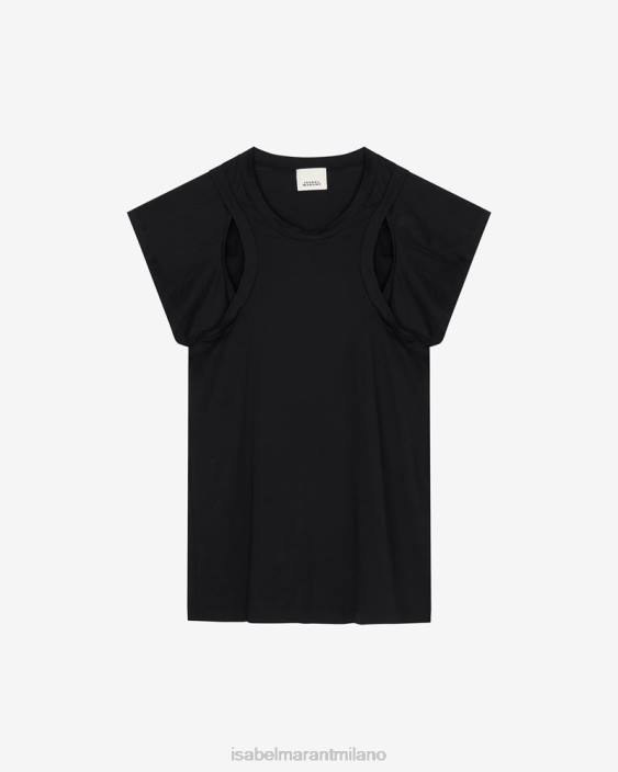 vestiario R88T267 Isabel Marant donne maglietta in cotone faly nero