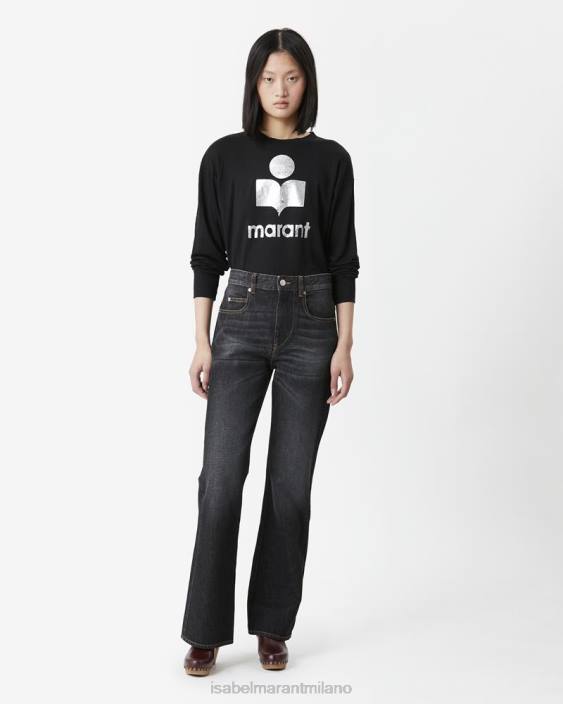 vestiario R88T433 Isabel Marant donne maglietta in lino klowia nero