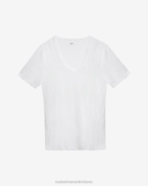 vestiario R88T445 Isabel Marant donne T-shirt Kranger con scollo a V bianco