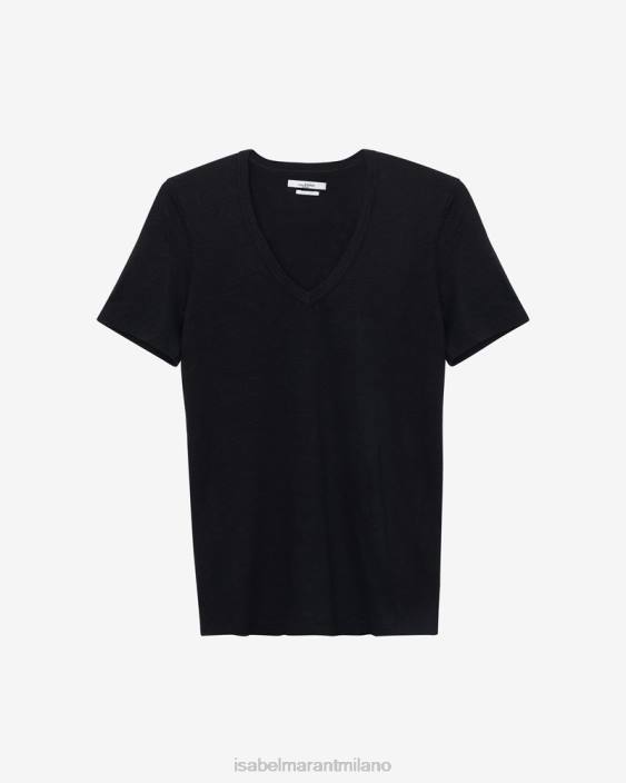 vestiario R88T450 Isabel Marant donne T-shirt Kranger con scollo a V nero