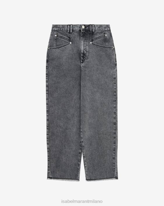 vestiario R88T304 Isabel Marant donne pantaloni in denim dilali grigio