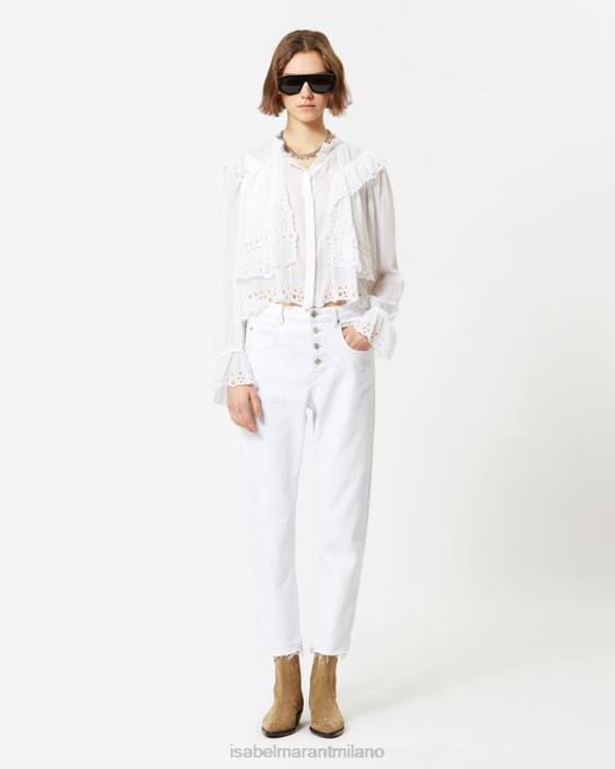 vestiario R88T674 Isabel Marant donne jeans in denim belden bianco