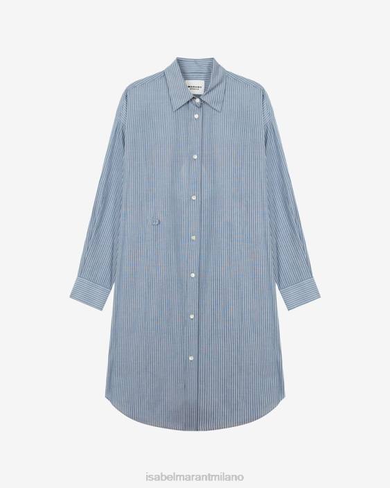 vestiario R88T615 Isabel Marant donne visto abito in cotone a righe blu