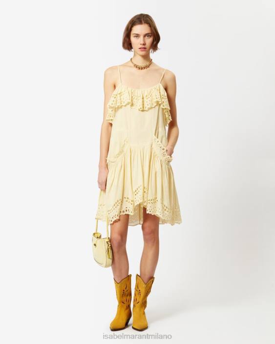 vestiario R88T641 Isabel Marant donne abito in cotone keoly giallo