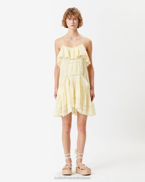 vestiario R88T642 Isabel Marant donne vestito di cotone molibdeno giallo chiaro