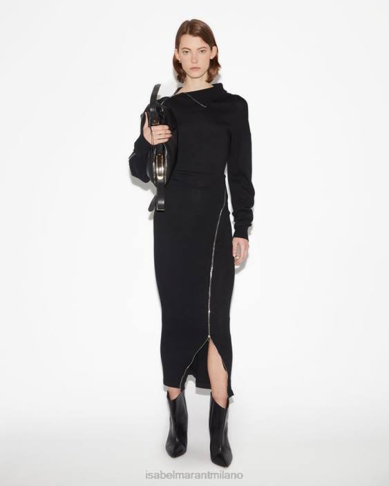 vestiario R88T68 Isabel Marant donne abito in lana merino gemma nero