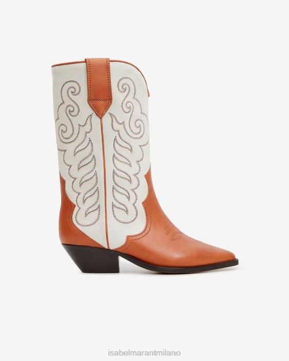 calzature R88T740 Isabel Marant unisex stivali da cowboy in pelle scamosciata duerto cognac/gesso