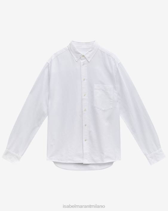 vestiario R88T1351 Isabel Marant uomini camicia jasolo in cotone bianco