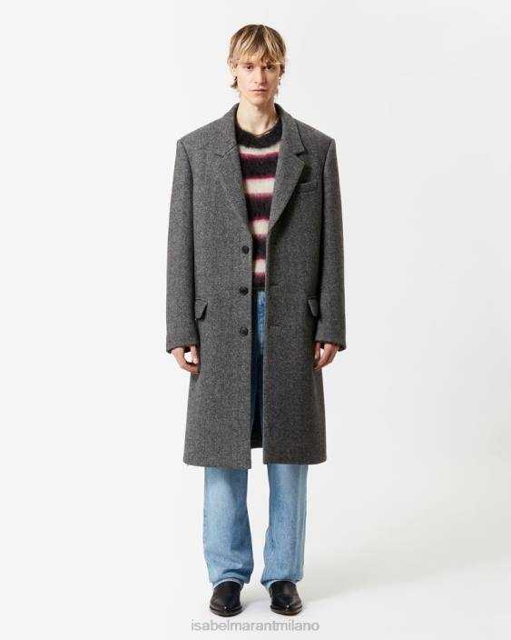 vestiario R88T1266 Isabel Marant uomini cappotto in lana johel grigio