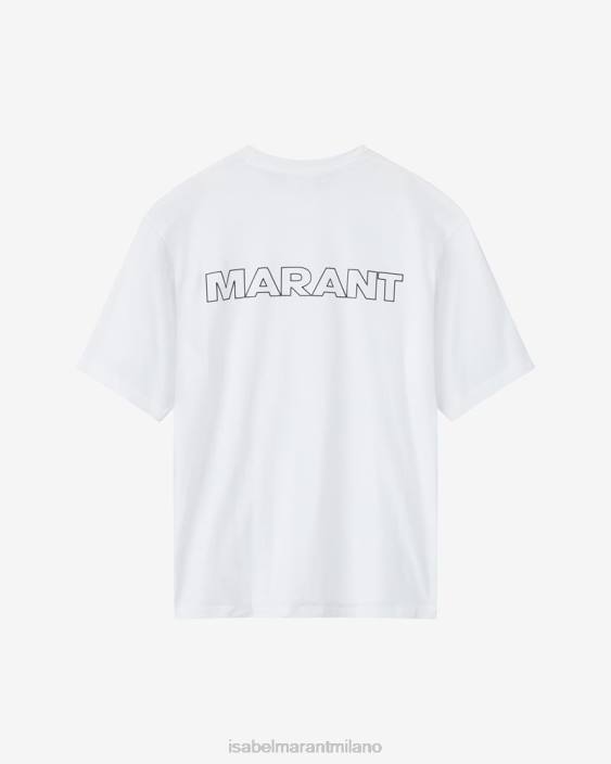 vestiario R88T1292 Isabel Marant uomini maglietta guizy in cotone ''marant'' bianco