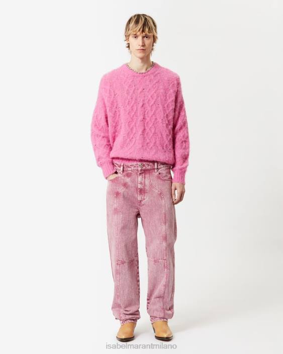 vestiario R88T1409 Isabel Marant uomini pantaloni di cotone Javi rosa chiaro
